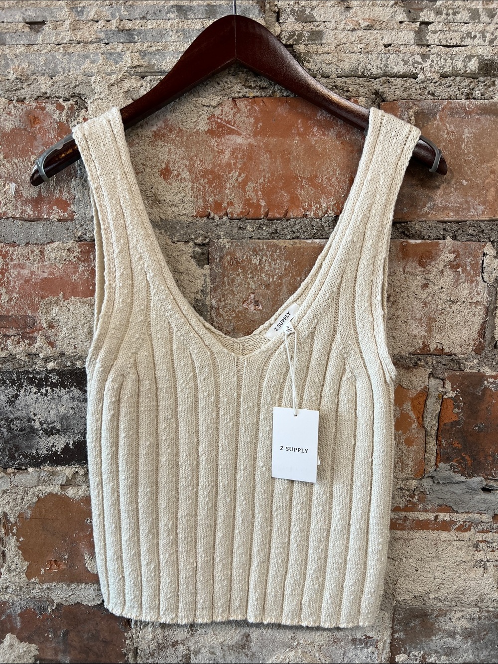 Z Supply NWT Acadia Oatmeal Ribbed Knit sweater Island Coconut tank S & M